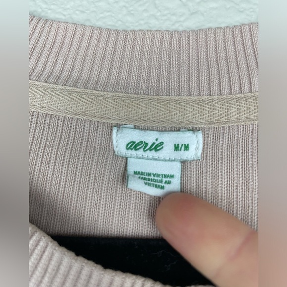 AERIE Women's Medium Oversized Ribbed Knit Textured Pullover Sweater Pale Pink - Picture 7 of 14